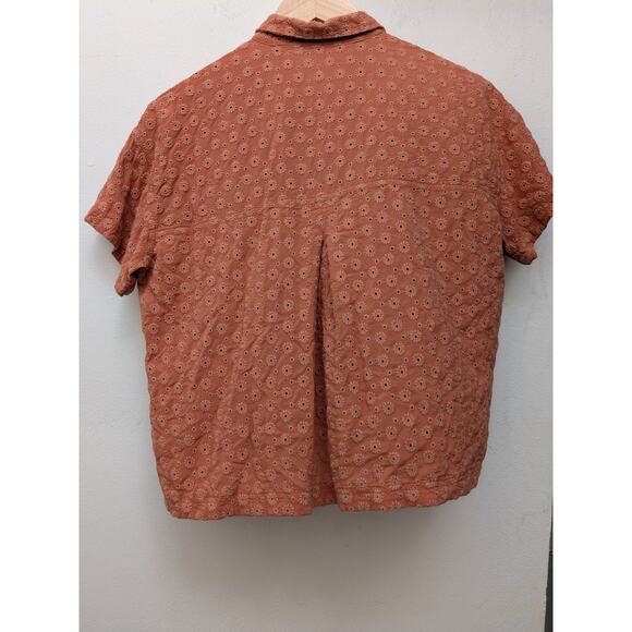 Madewell Women's Shirt Top Blouse Button Down Embroidered Portside Orange Small - Picture 9 of 11